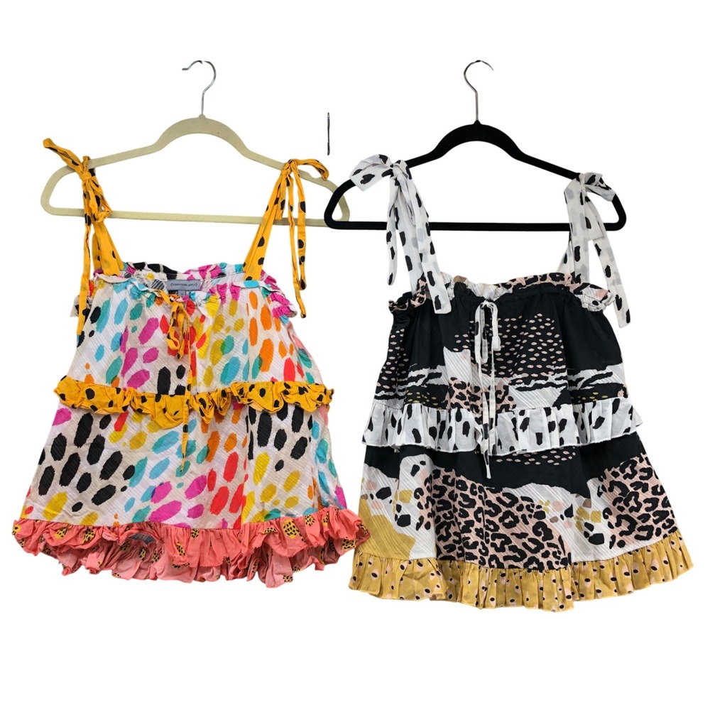 Conditions Apply Ruffle Cami Top Womens XS Multicolor Abstract Animal Print Boho